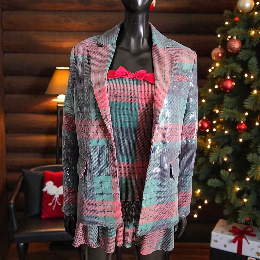 Plaid Sequin Women's Blazer